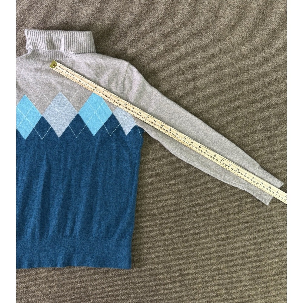 Lands' End Women's 100% Cashmere Turtleneck Sweater Petite L (14-16) Argyle Knit - Picture 5 of 9